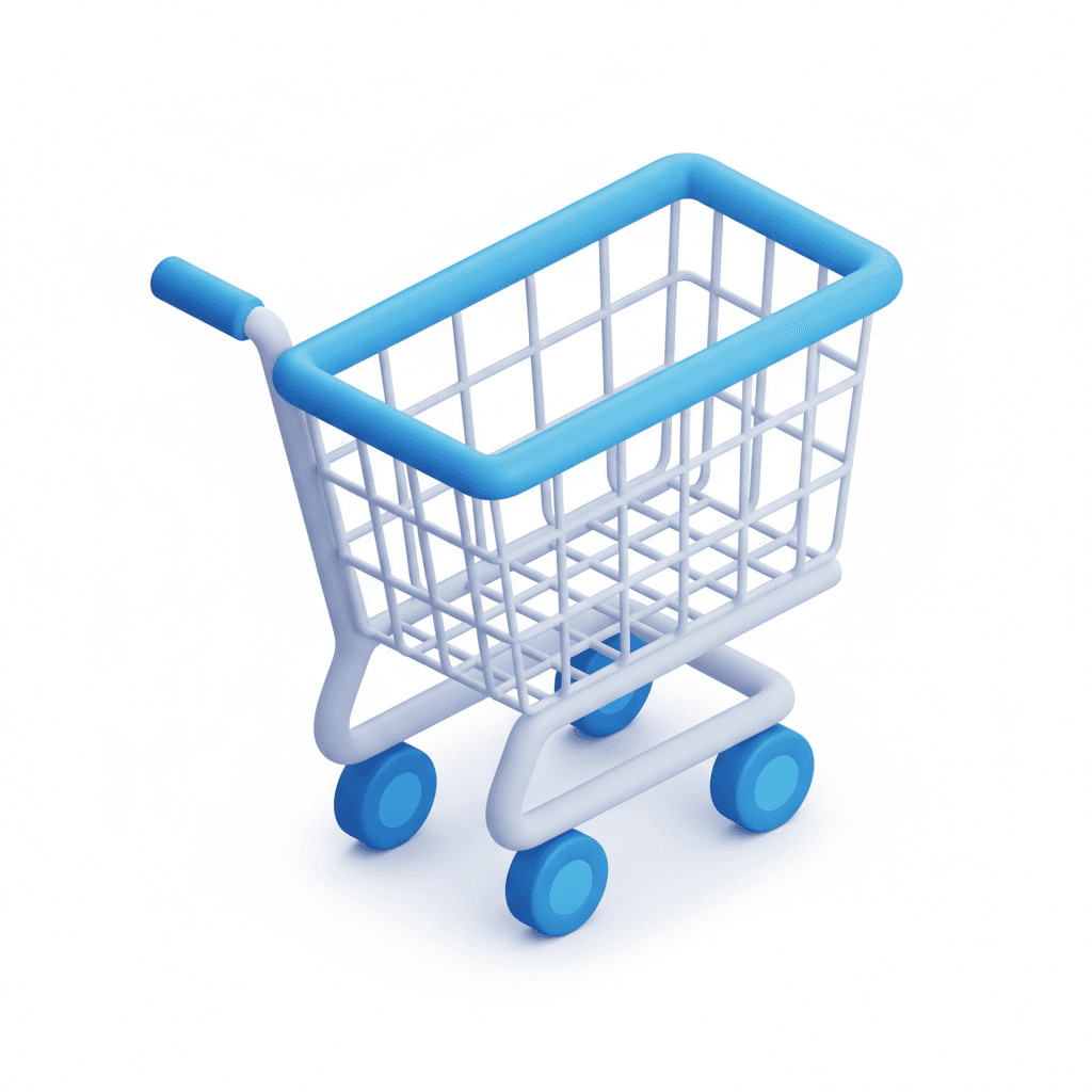 simple cart icon similar like logo color 006DF7 gradient smooth bright from top, the icon stylish easy to look and read