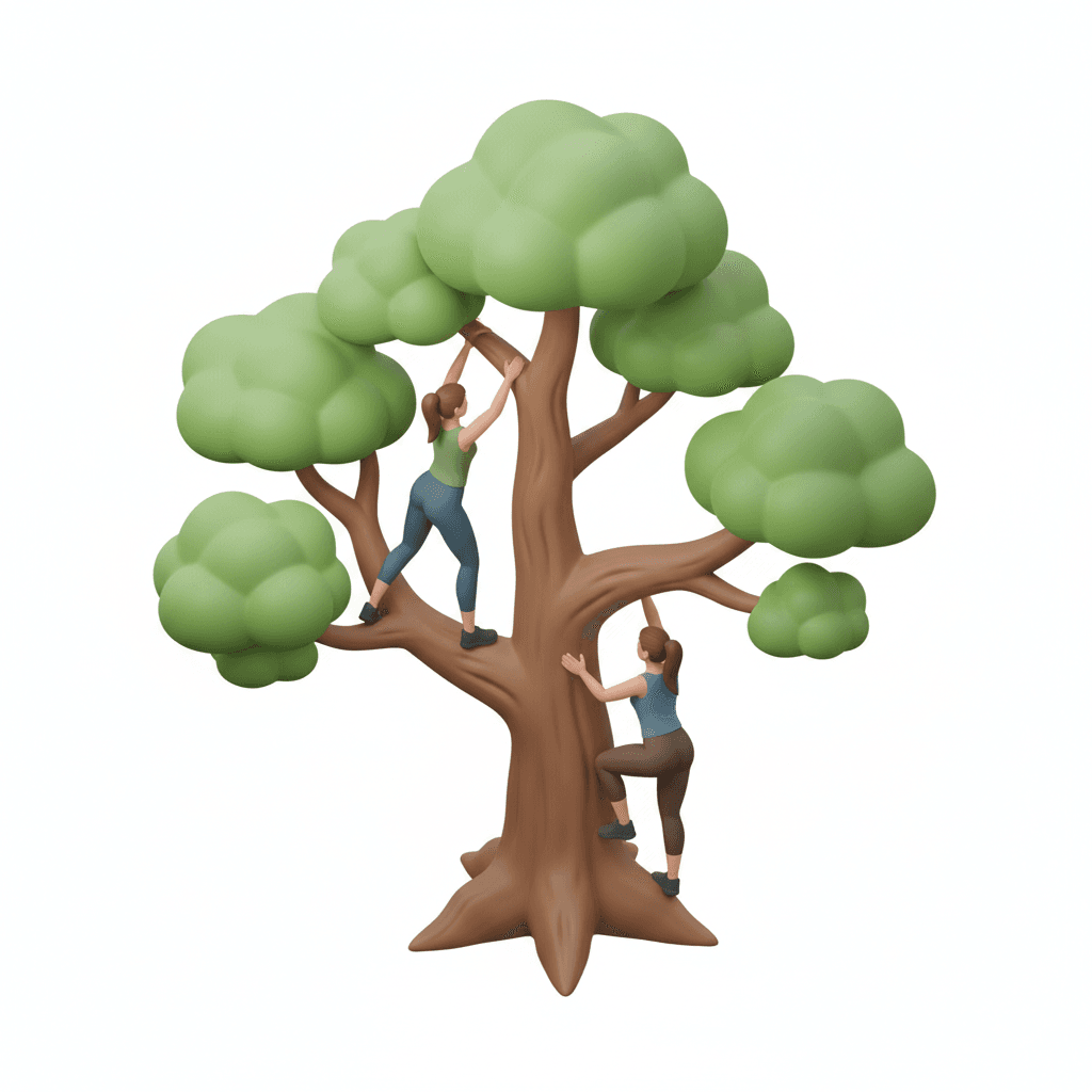 Women climbing the tree
