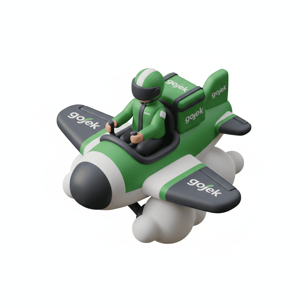 Driver gojek lagi mengendarai pesawat