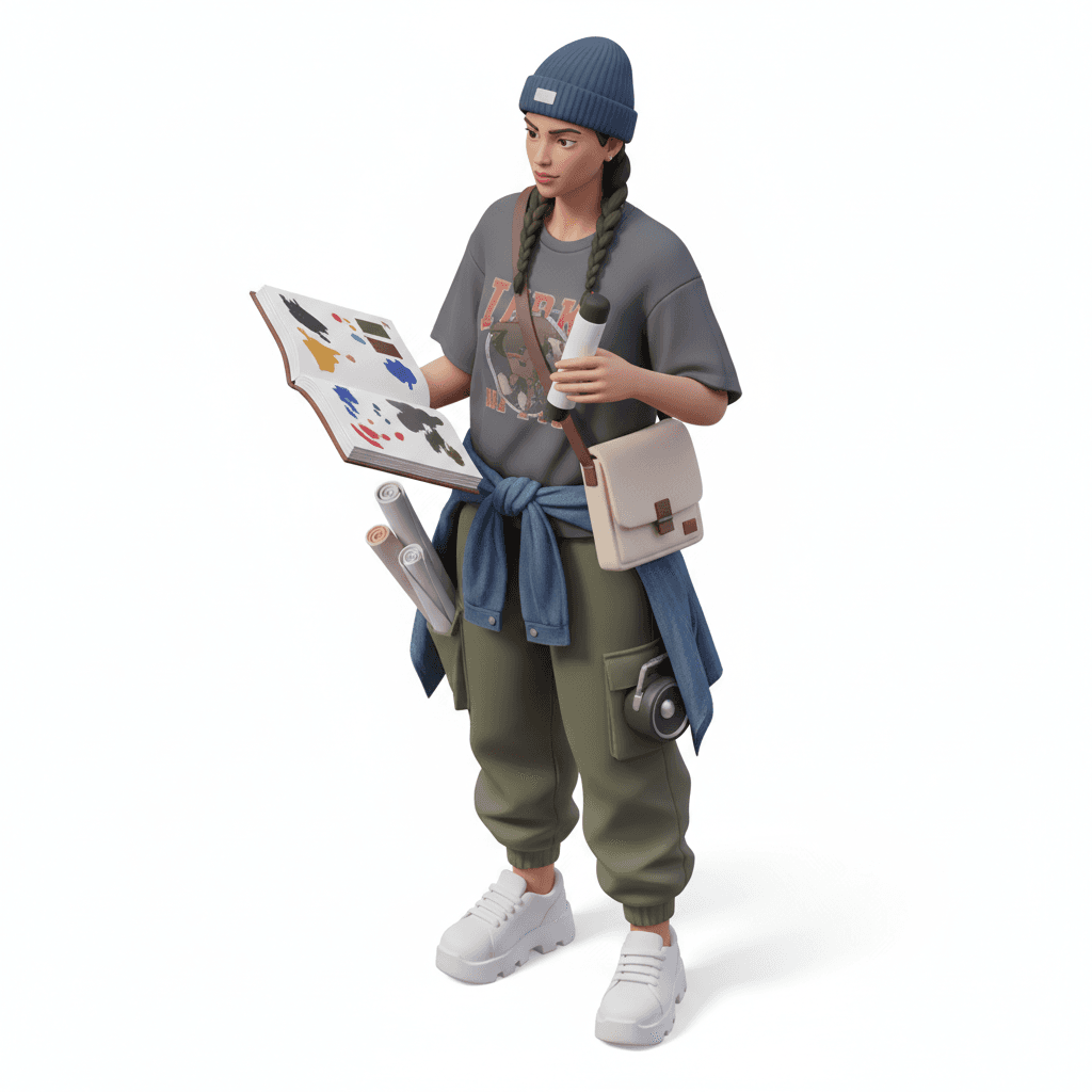 Female art student with streetwear style 