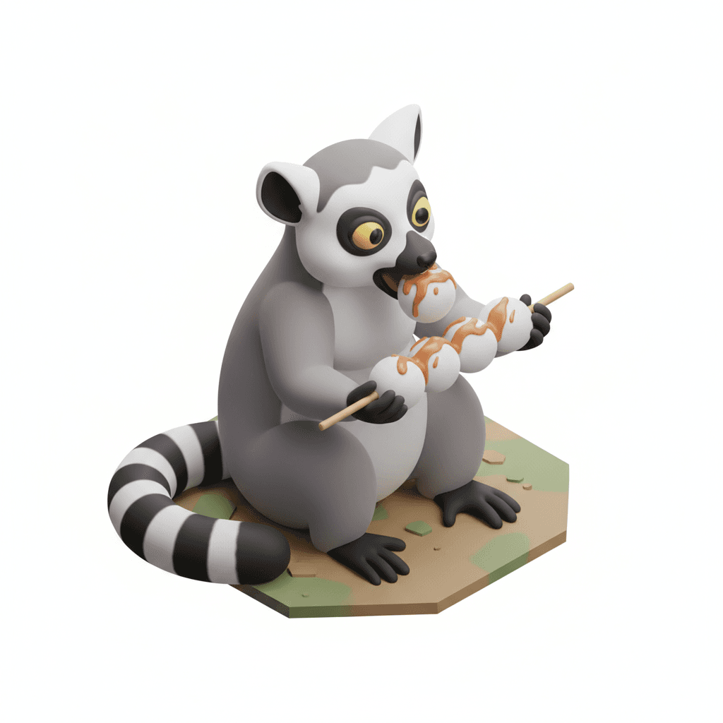 monyet madagascar makan cilok