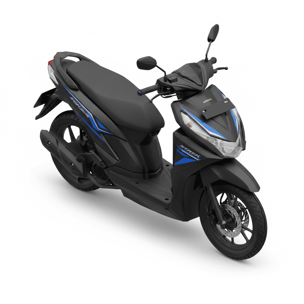 Make an isometric icon for Honda Beat street with black colour and blue modern striping