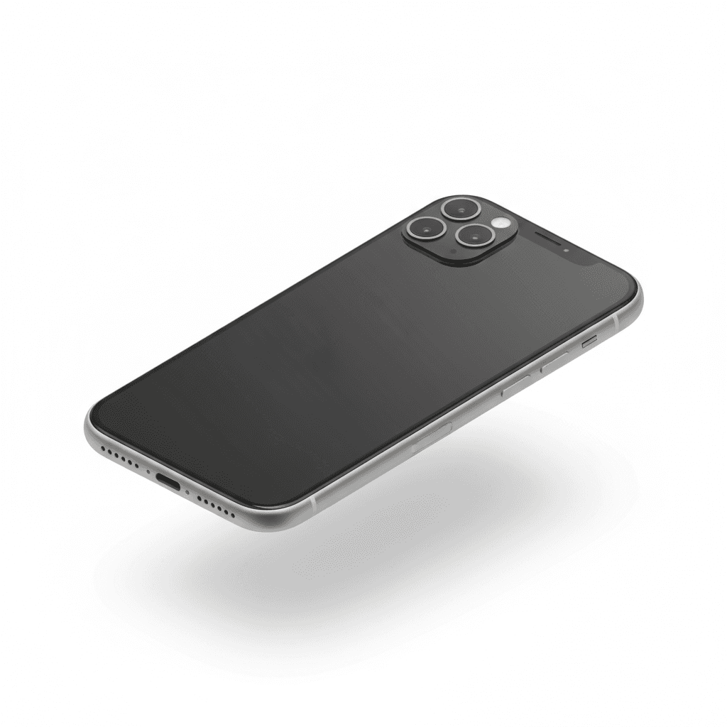 floating iphone in white background studio