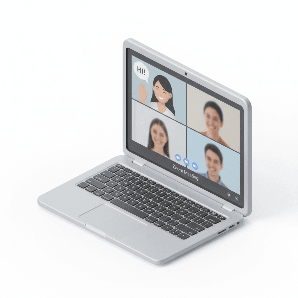 orang lagi on camera say hi di zoom meeting