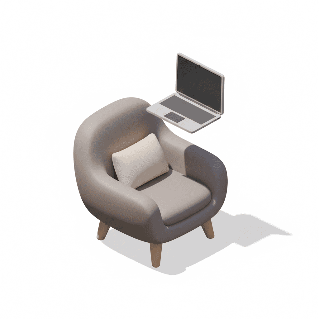 chair with laptop above it