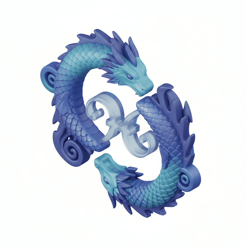 pisces zodiac icon combine with dragon