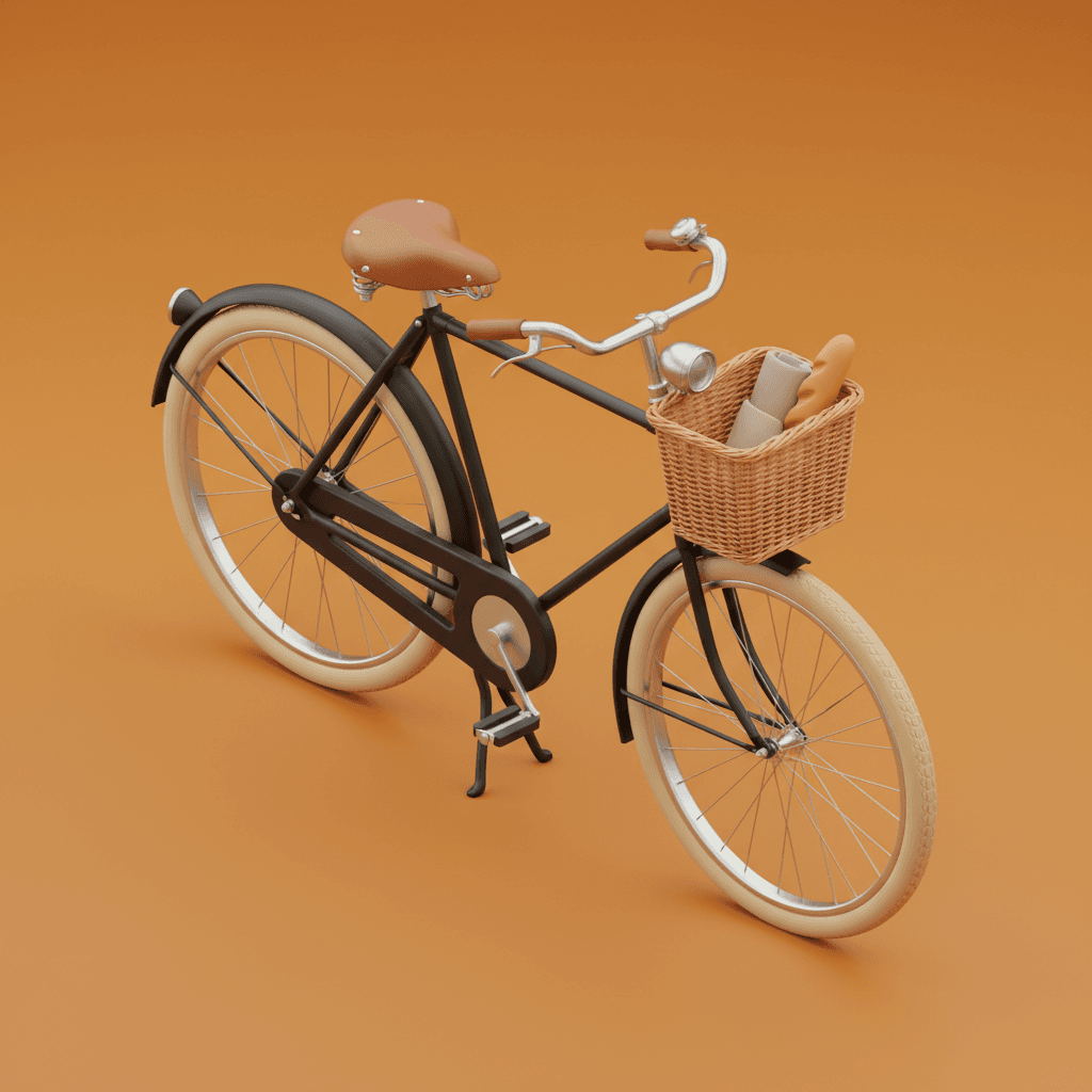 Buatkan speda ontel background warna orange