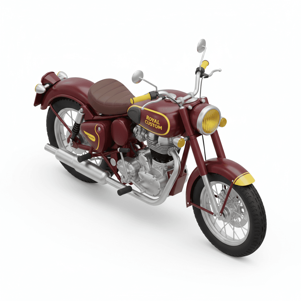 motor custom like royan enfield clasic series, yellow accent