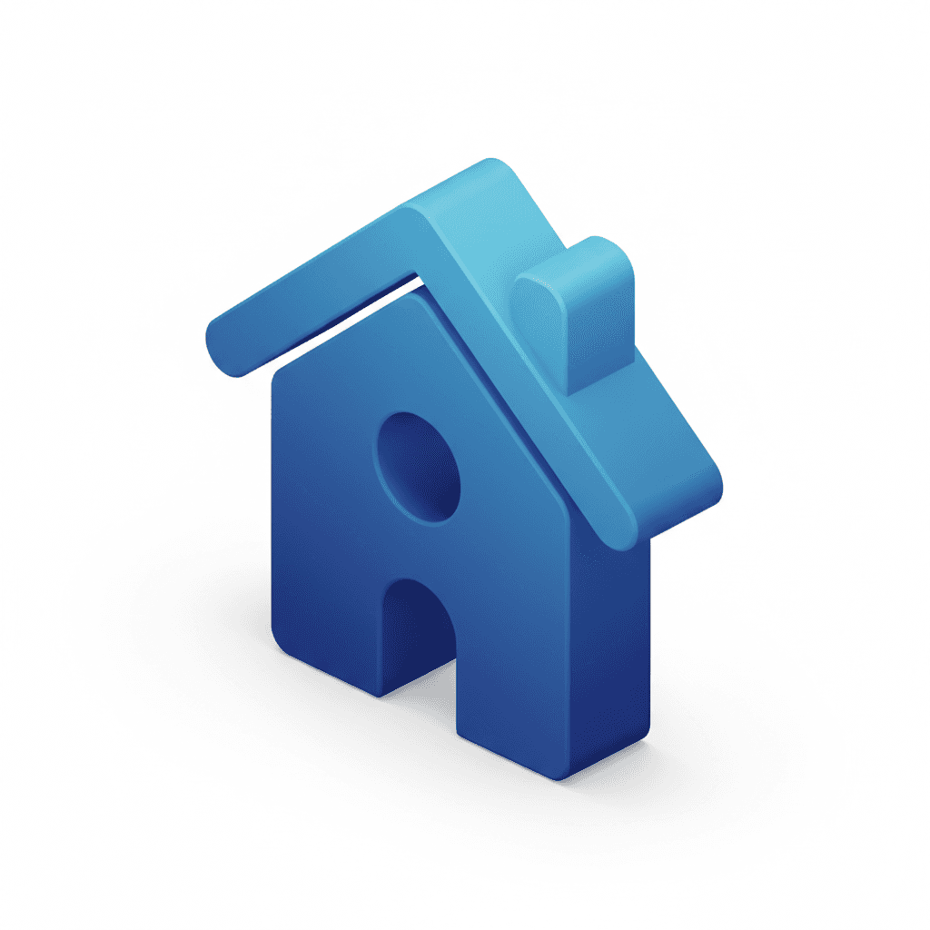 simple home icon similar like logo color 006DF7 gradient, the icon stylish easy to look and read