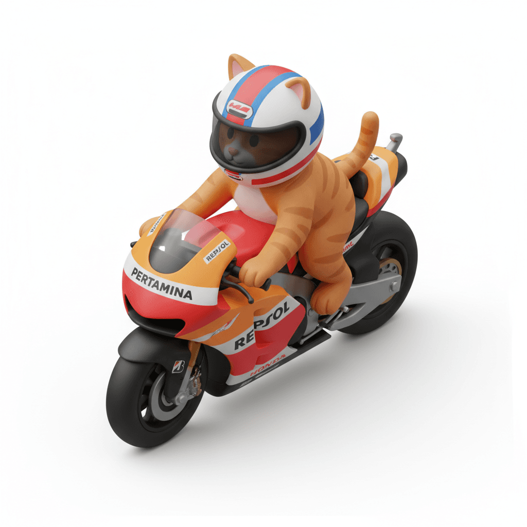 kucing oren naik motogp pake helm