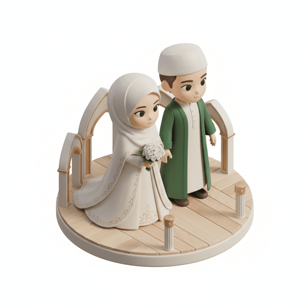 chibi muslim wedding couple with syar'i hijab