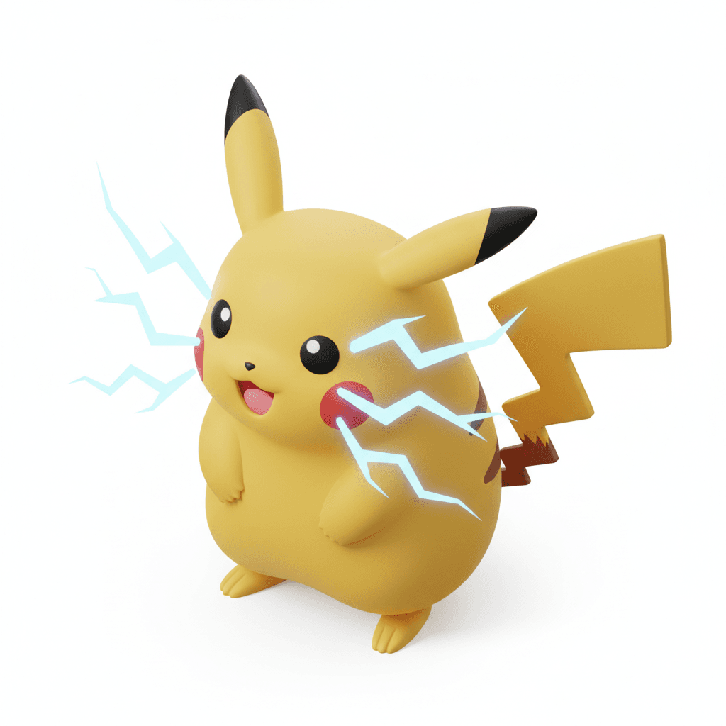 Pikachu with lightning on its cheek