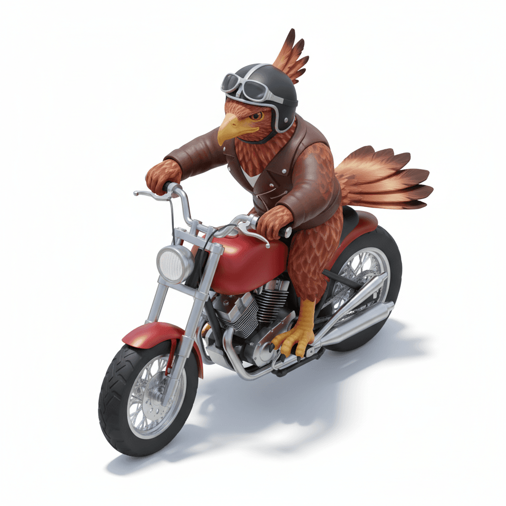 burung elang nyetir motor