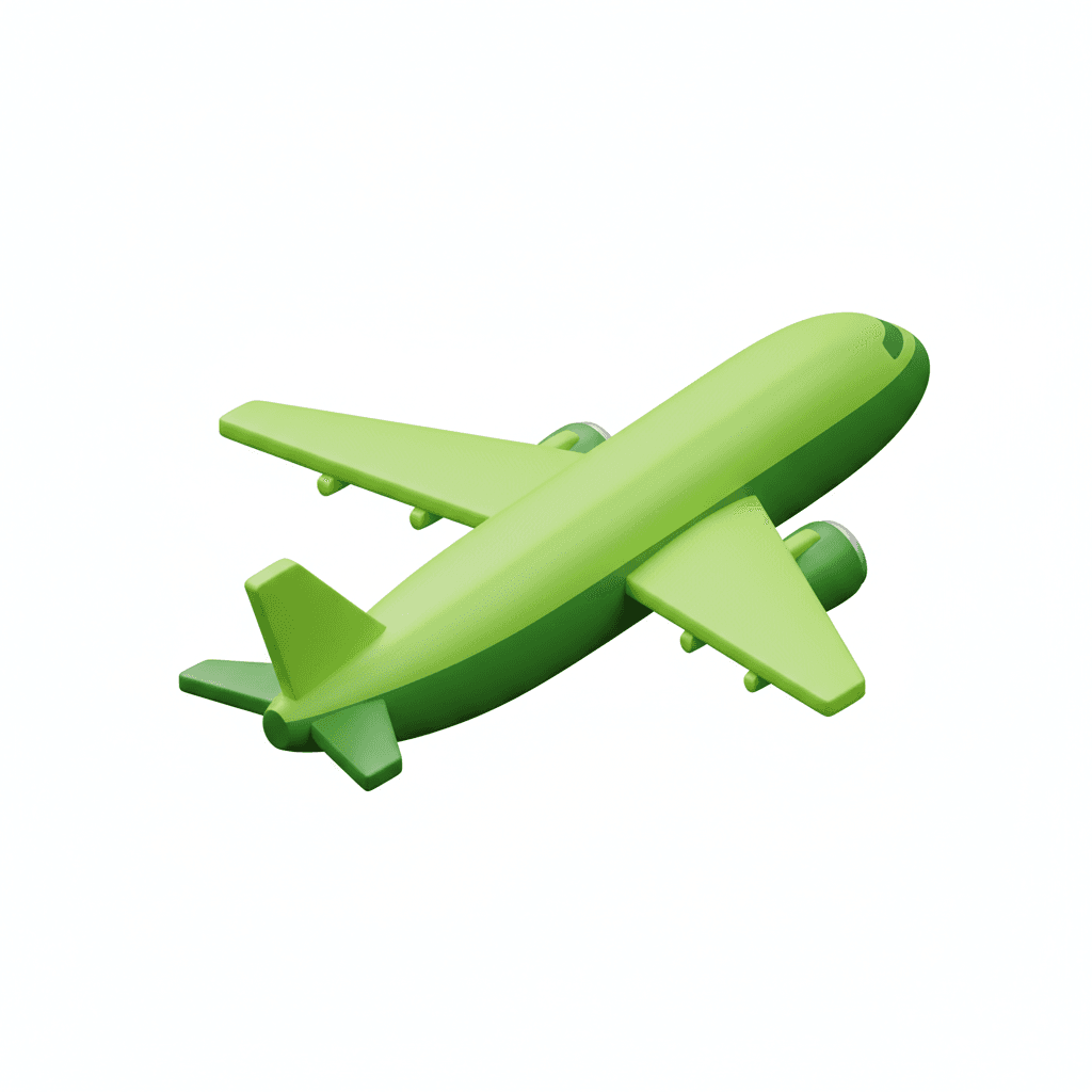 depart plane with two tone green flat color 