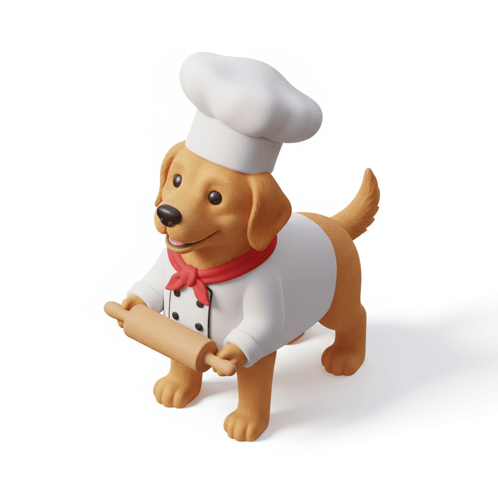 Dog with chef outfit