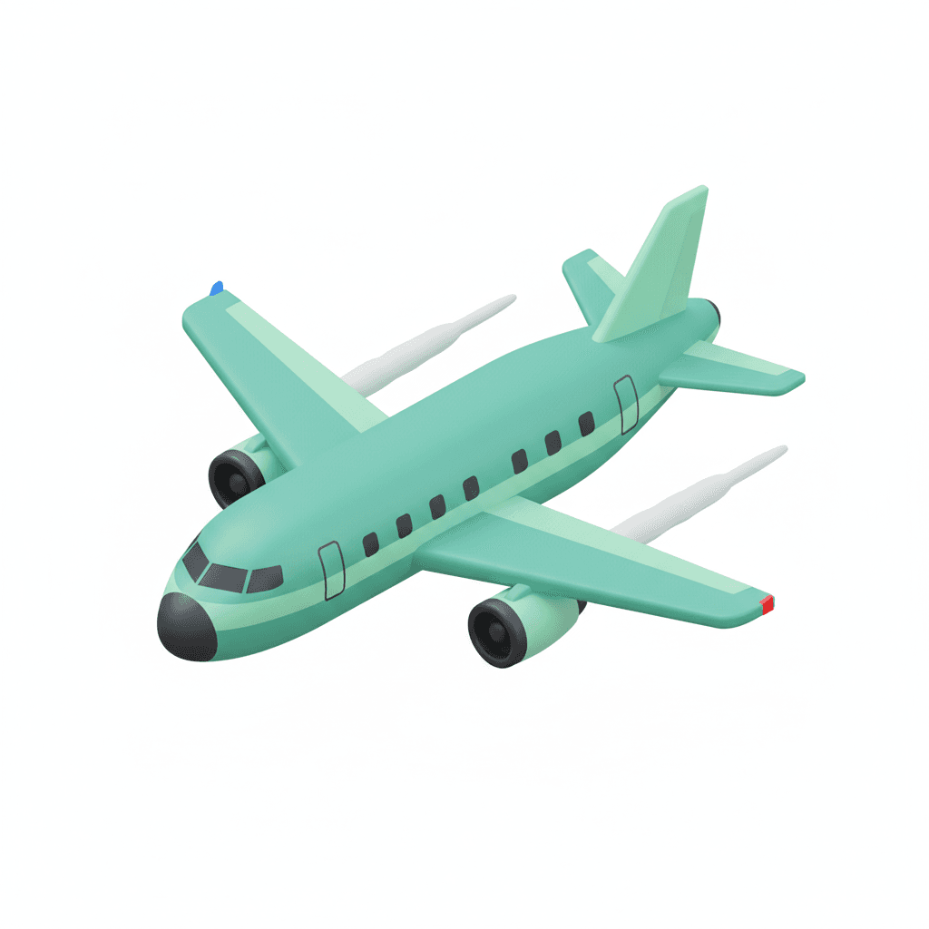 depart plane with two tone primary color #57BF9C and secondary color #B5F3DE flat icon