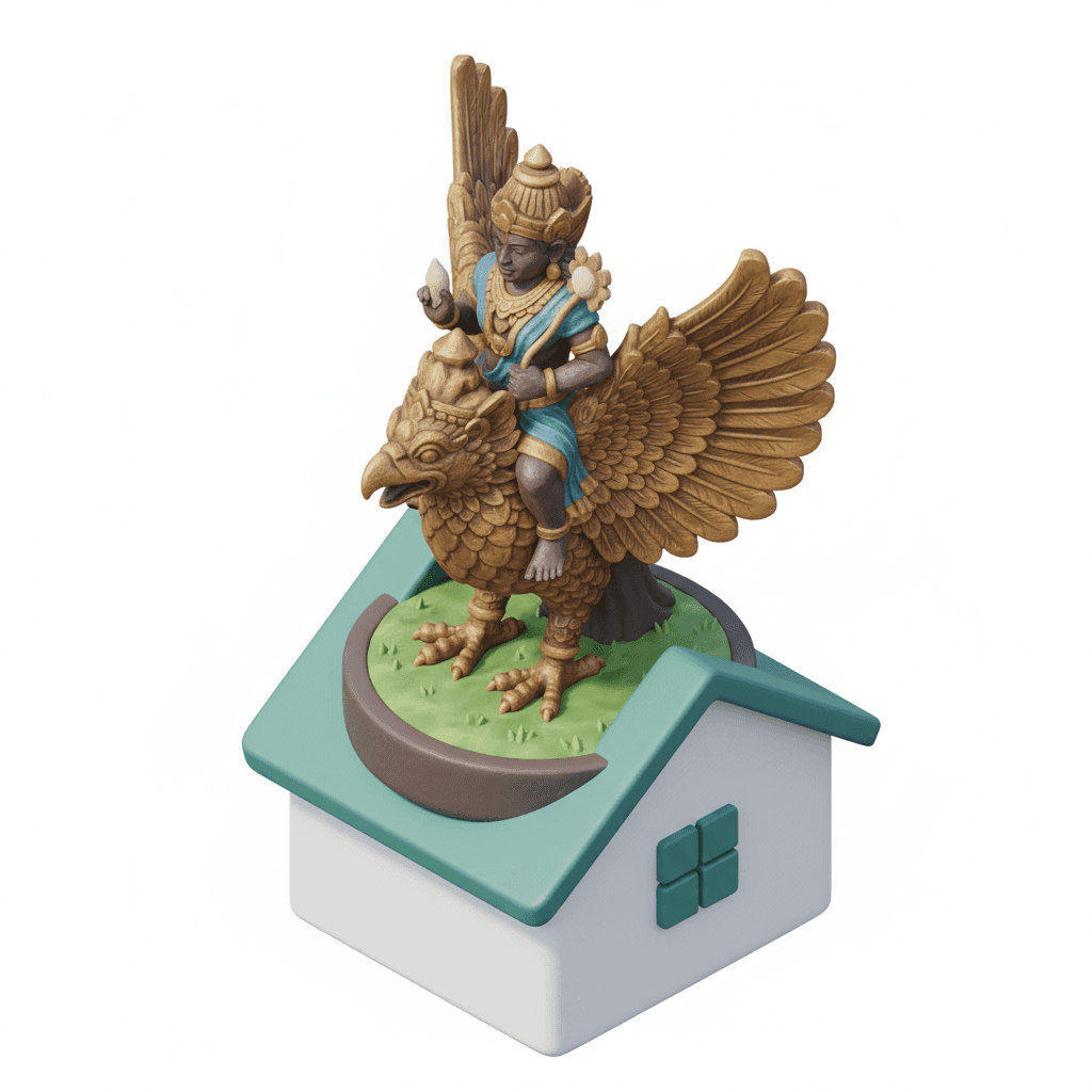 garuda wisnu kencana statue with Airbnb 2024 icon language — miniature diorama / emoji-like object with crisp edges, realistic textures, and soft handcrafted realism.