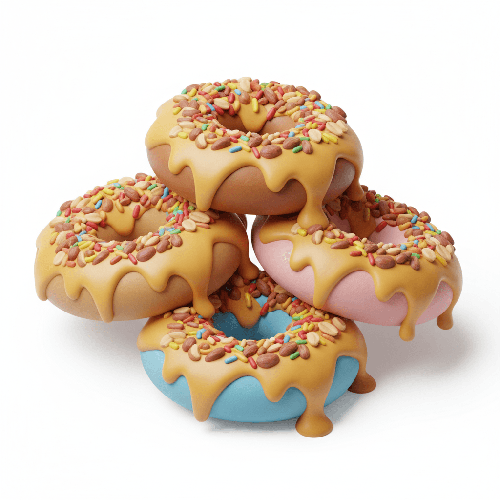 donut kacang warna warni, lumer keju