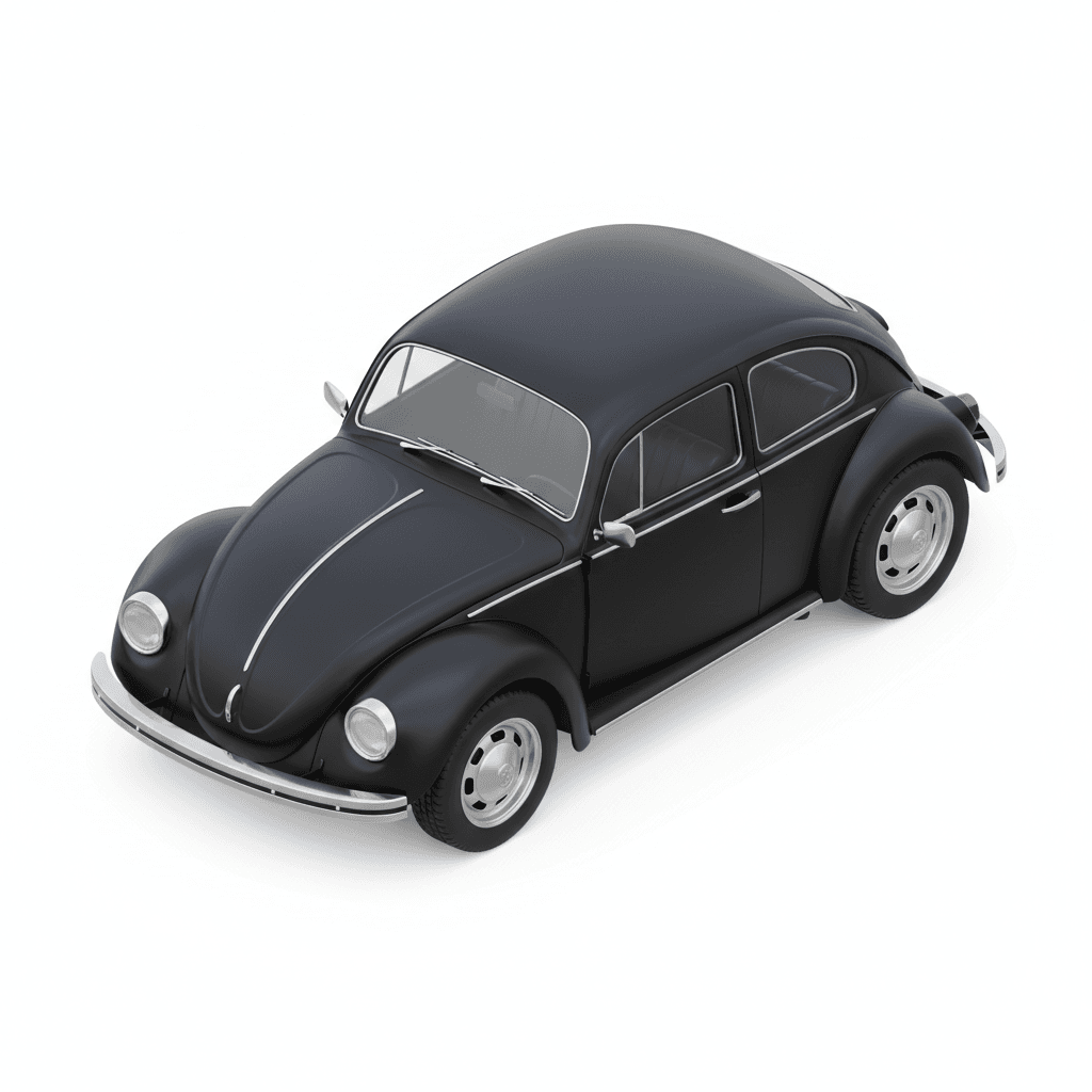 Mobil VW kodok berwarna hitam elegan dan Velk silver