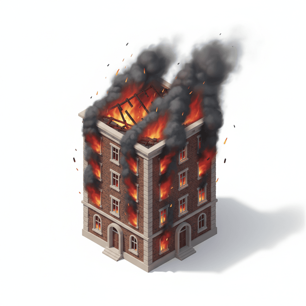 building on fire