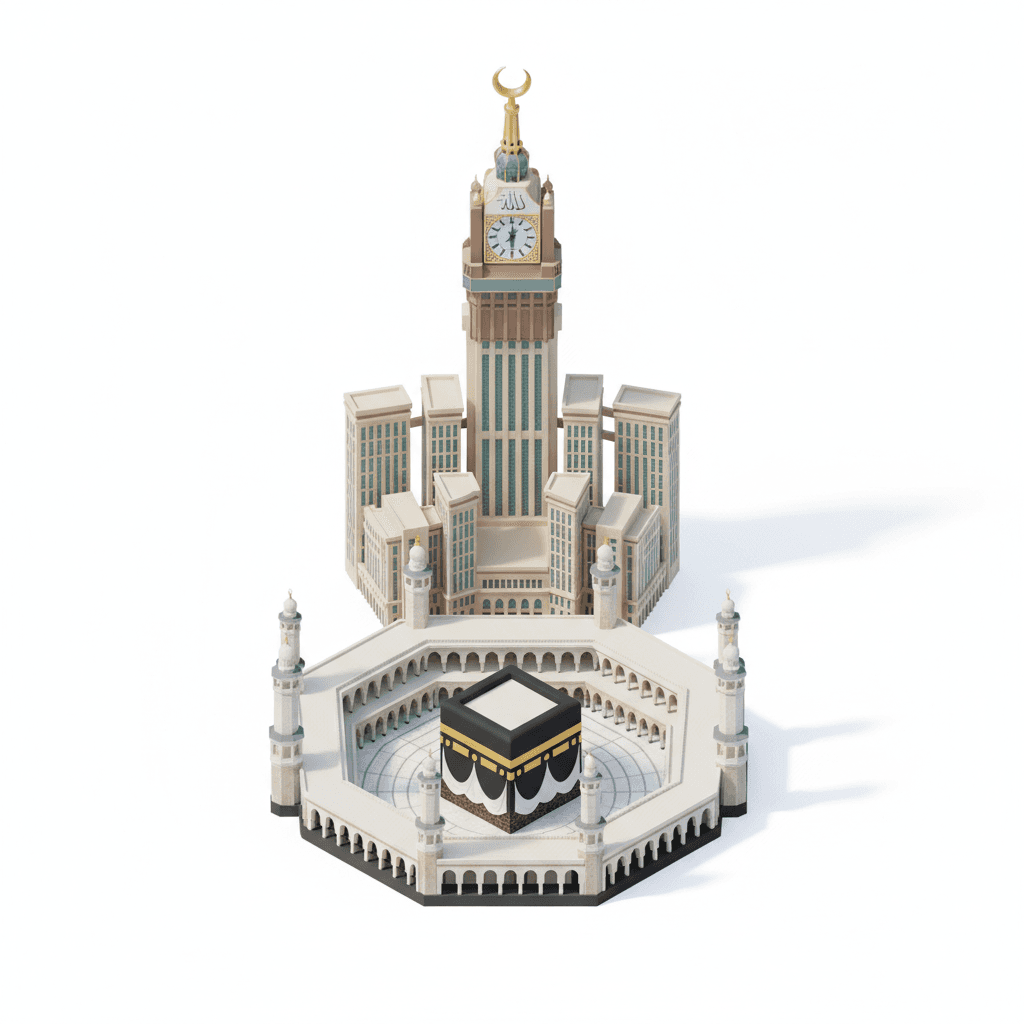 kakbah masjidil haram and zam-zam tower