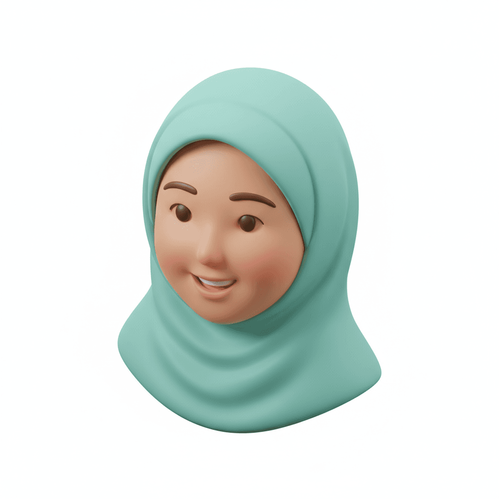 Head only with hijab, smile indonesian cute woman 