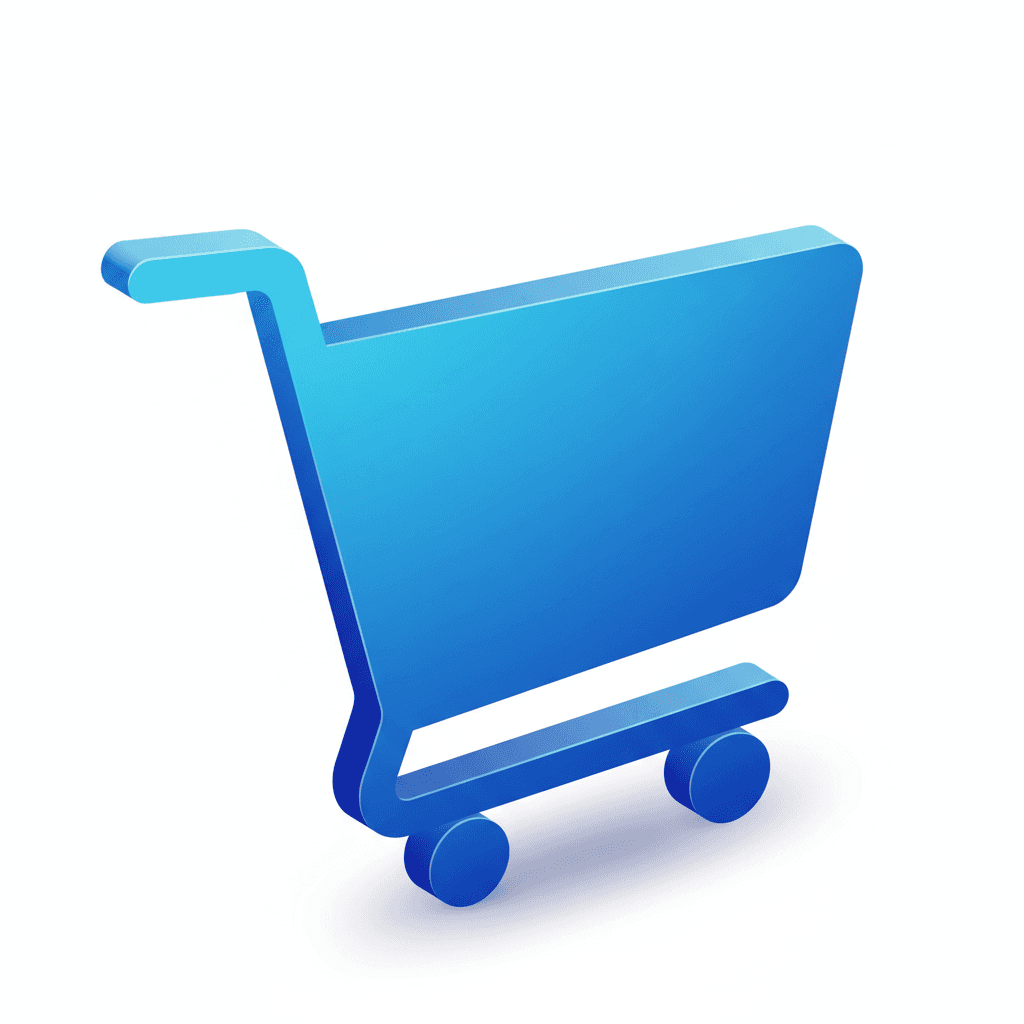 simple cart identic icon similar like logo color consistent 006DF7 gradient smooth bright from top, the icon stylish easy to look and read
