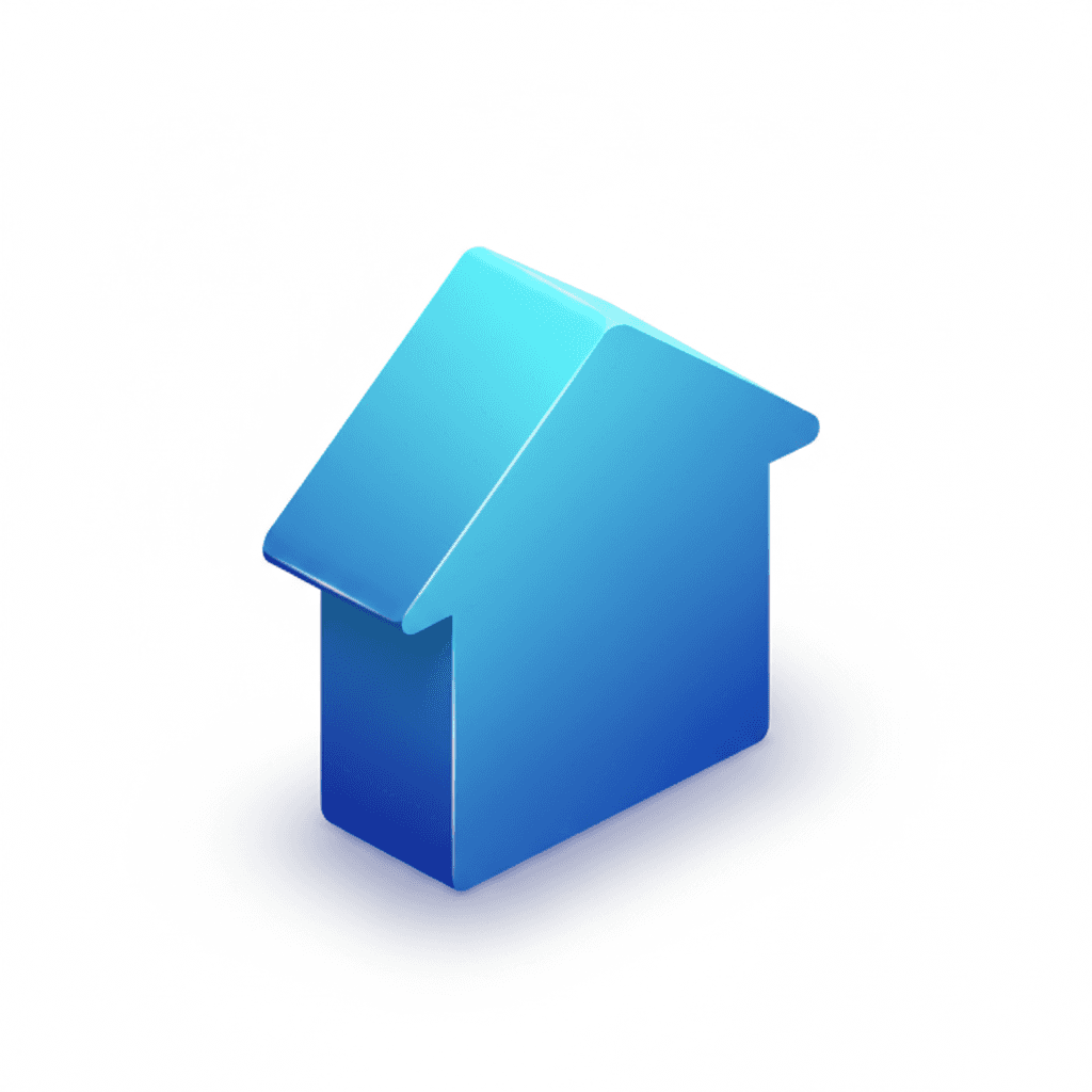 simple home icon similar like logo color 006DF7 gradient smooth bright from top, the icon stylish easy to look and read