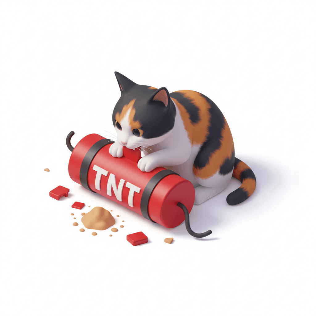 kucing makan bom TNT