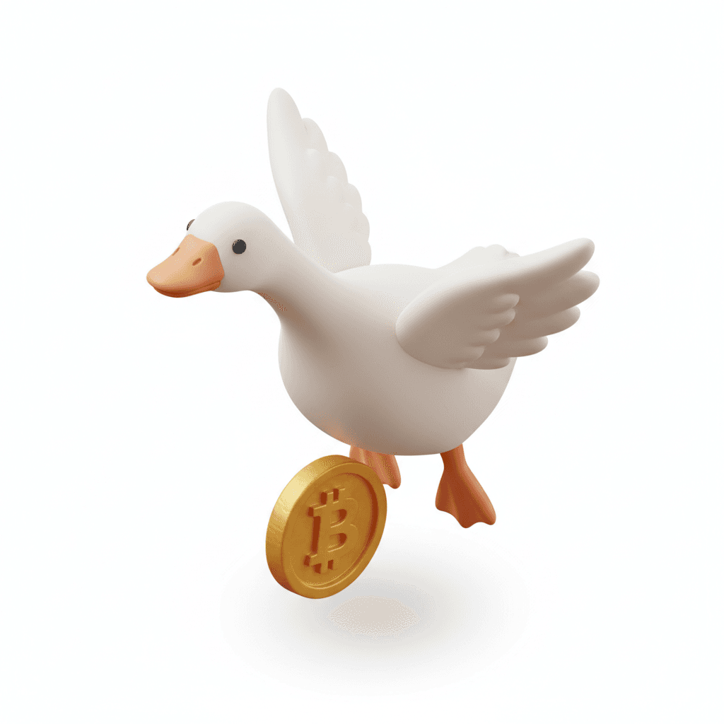 angsa terbang menjatuhkan bitcoin