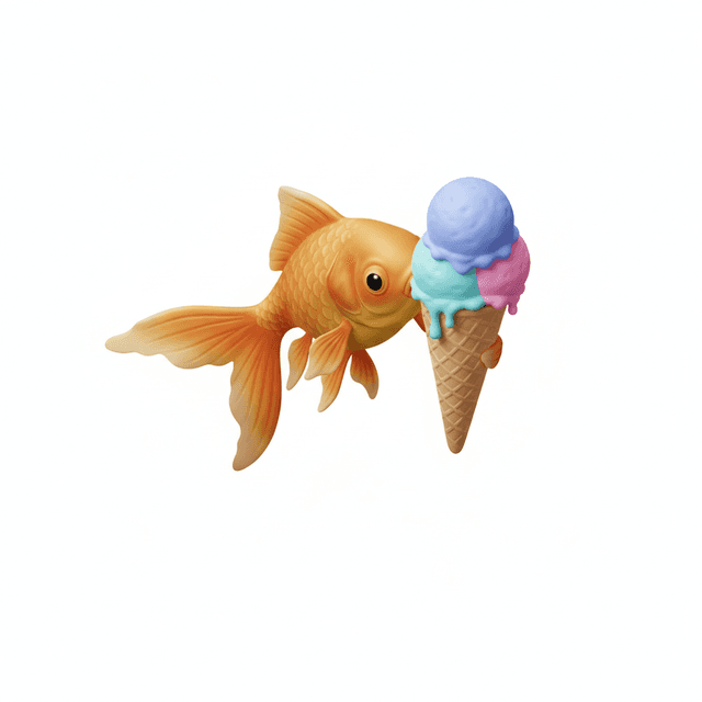 A fish eating ice cream