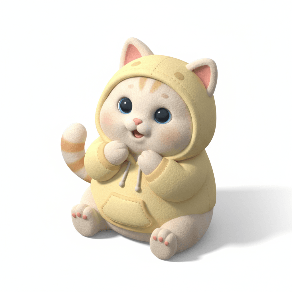 maskot kucing dengan pose imut