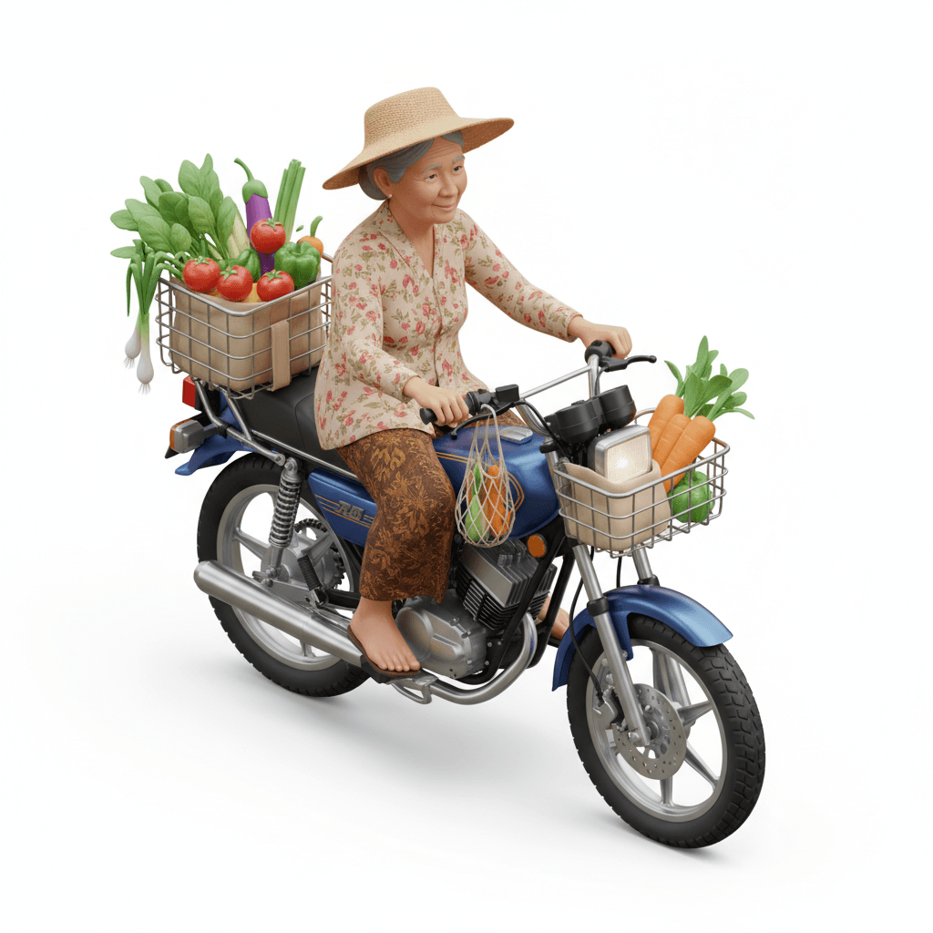 nenek nenek bawa motor Rx king habis belanja sayuran