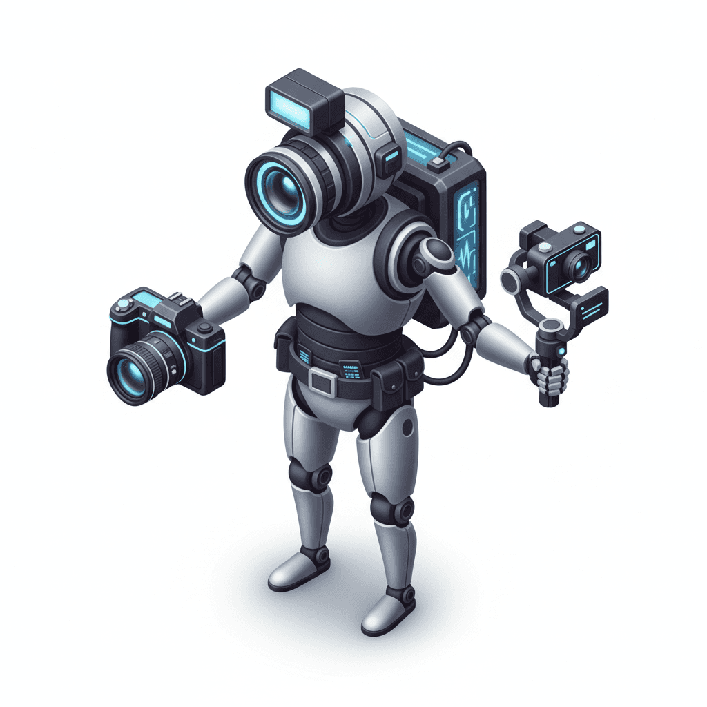 professional photographer in futuristic robot form