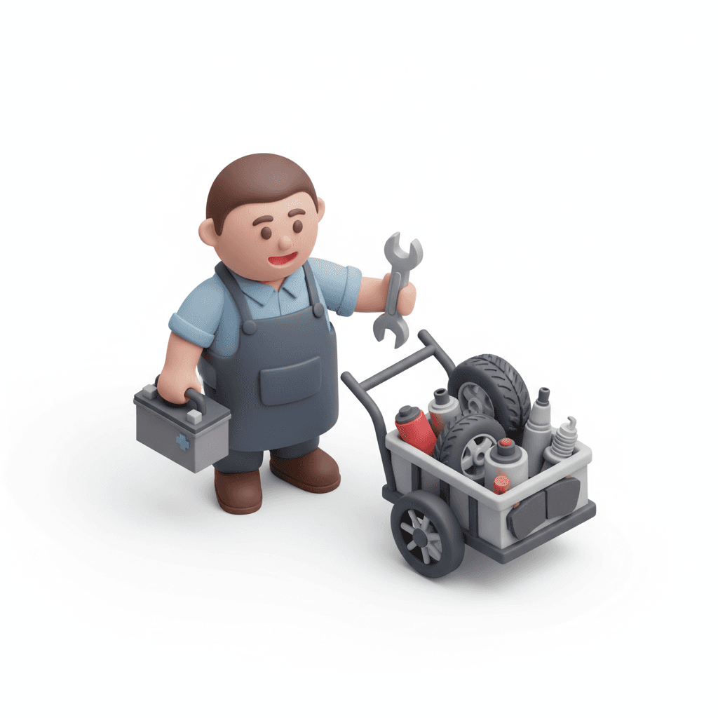 Tukang parabot mobil, standing