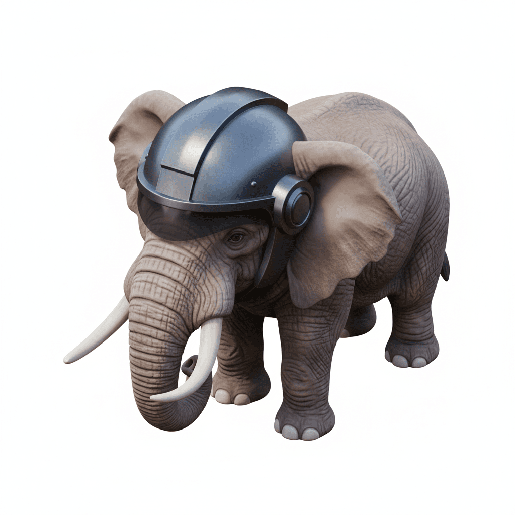 elephant with a helment