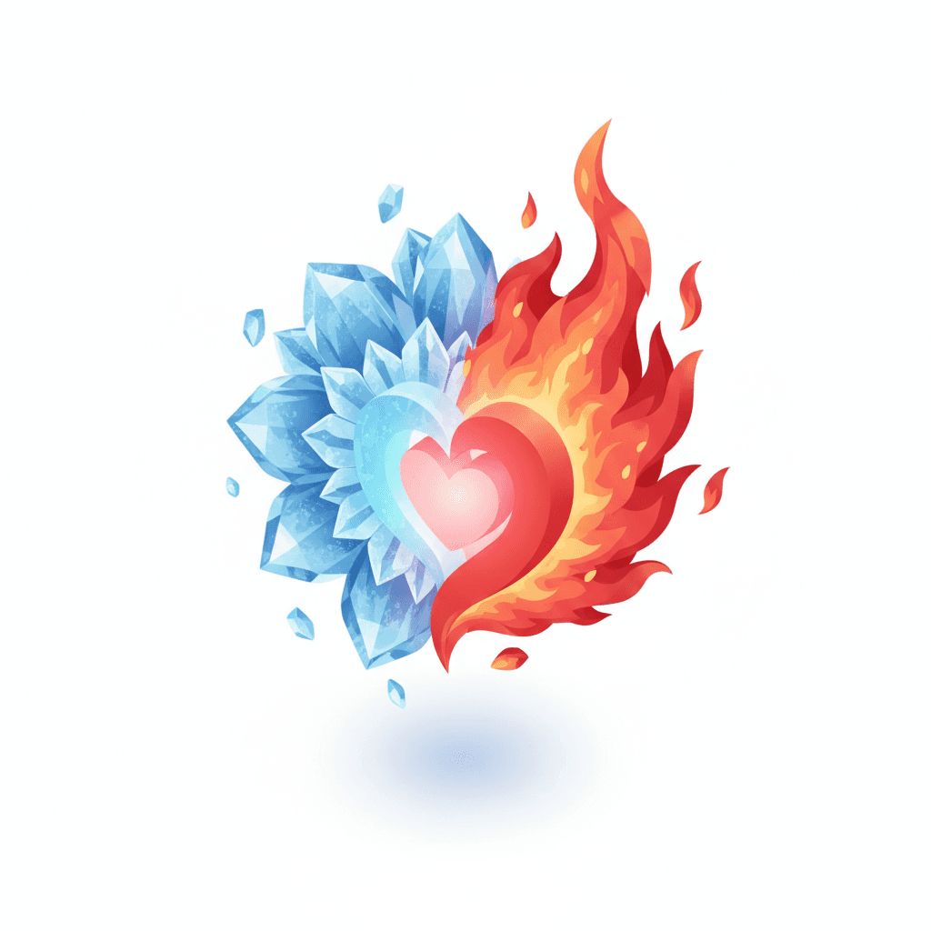 Flower with ice and fire love each other