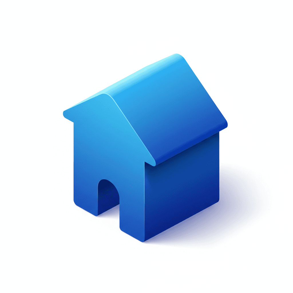 simple home identic icon similar like logo color 006DF7 gradient smooth bright from top, the icon stylish easy to look and read