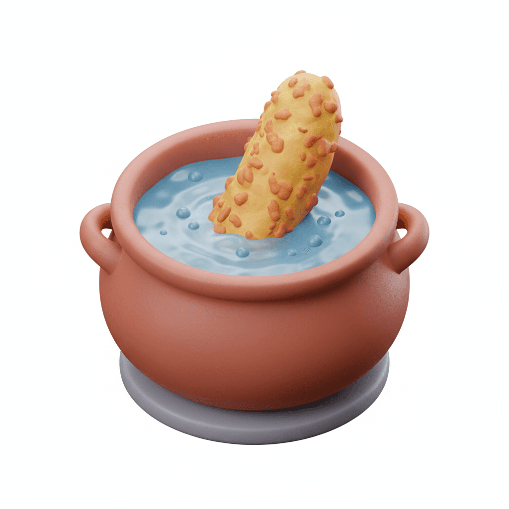 Pisang goreng, direbus di air