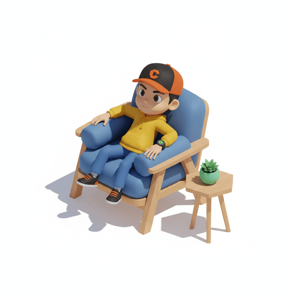 boboiboy sit down in chair