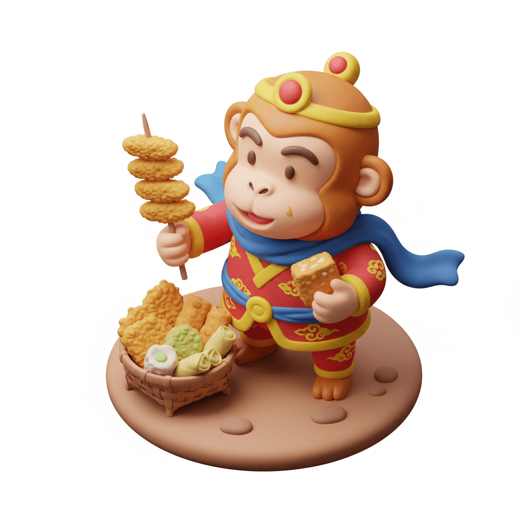 sun go kong makan gorengan