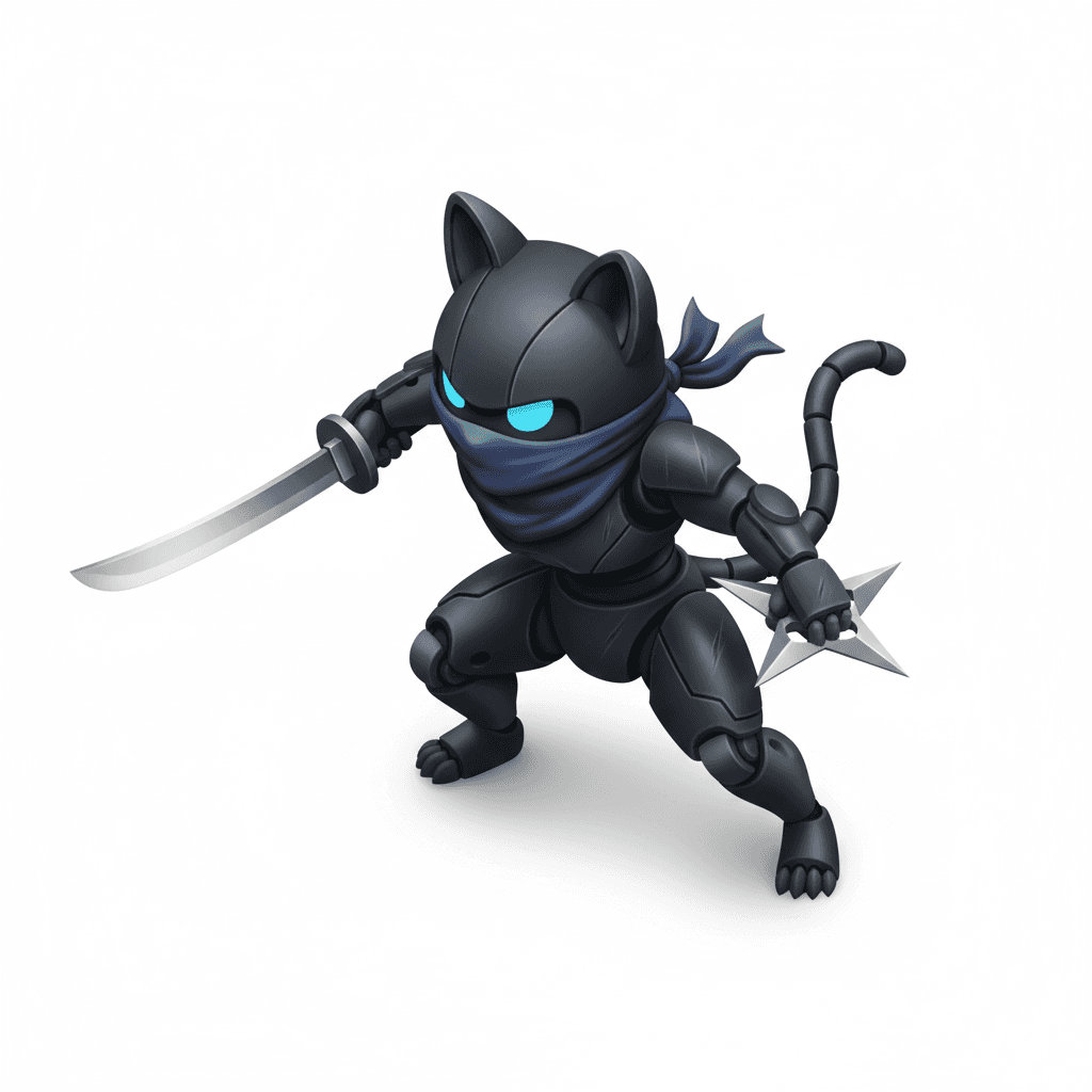 make a ninja cat robot 3d sprite