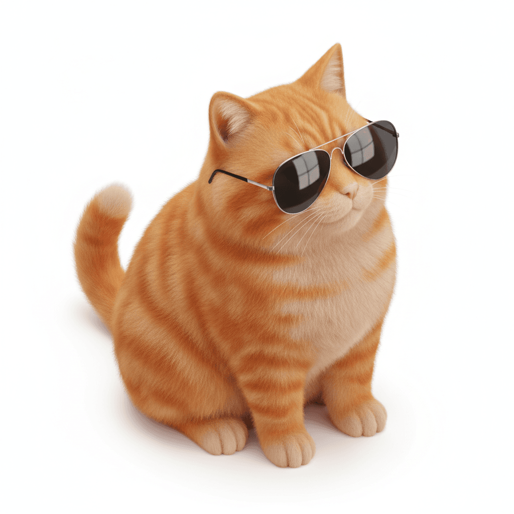 kucing oren pakai kacamata hitam