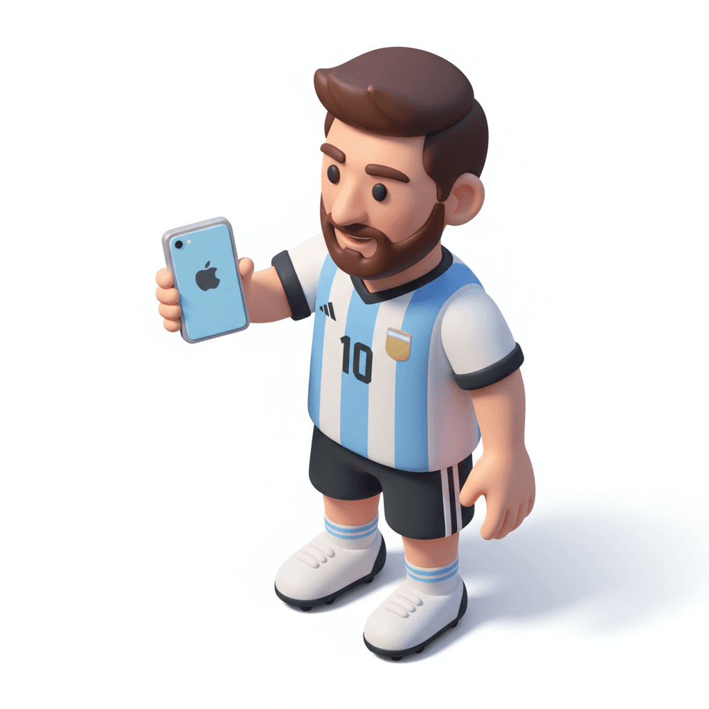 lionel messi pegang iphone (iphone ads photo)